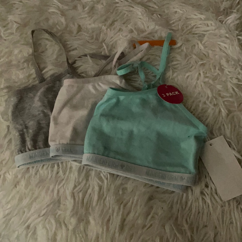 Girls maideform 3 pack logo bralettes